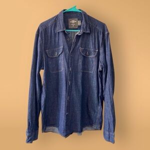 H&M L.O.G.G. Denim Button Down Shirt | Size Large Western Rodeo Cowgirl Vintage